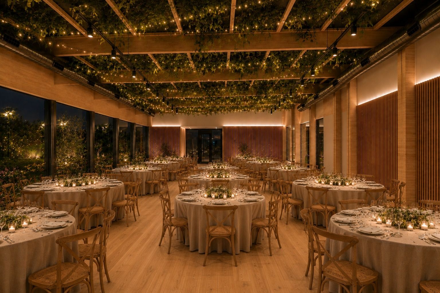 Banquete en la sala acristalada